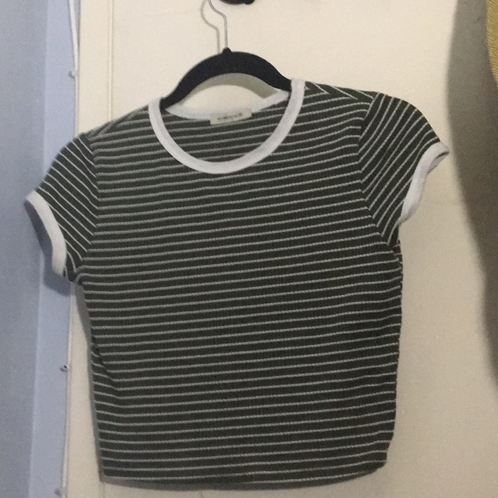 Green and white crop top